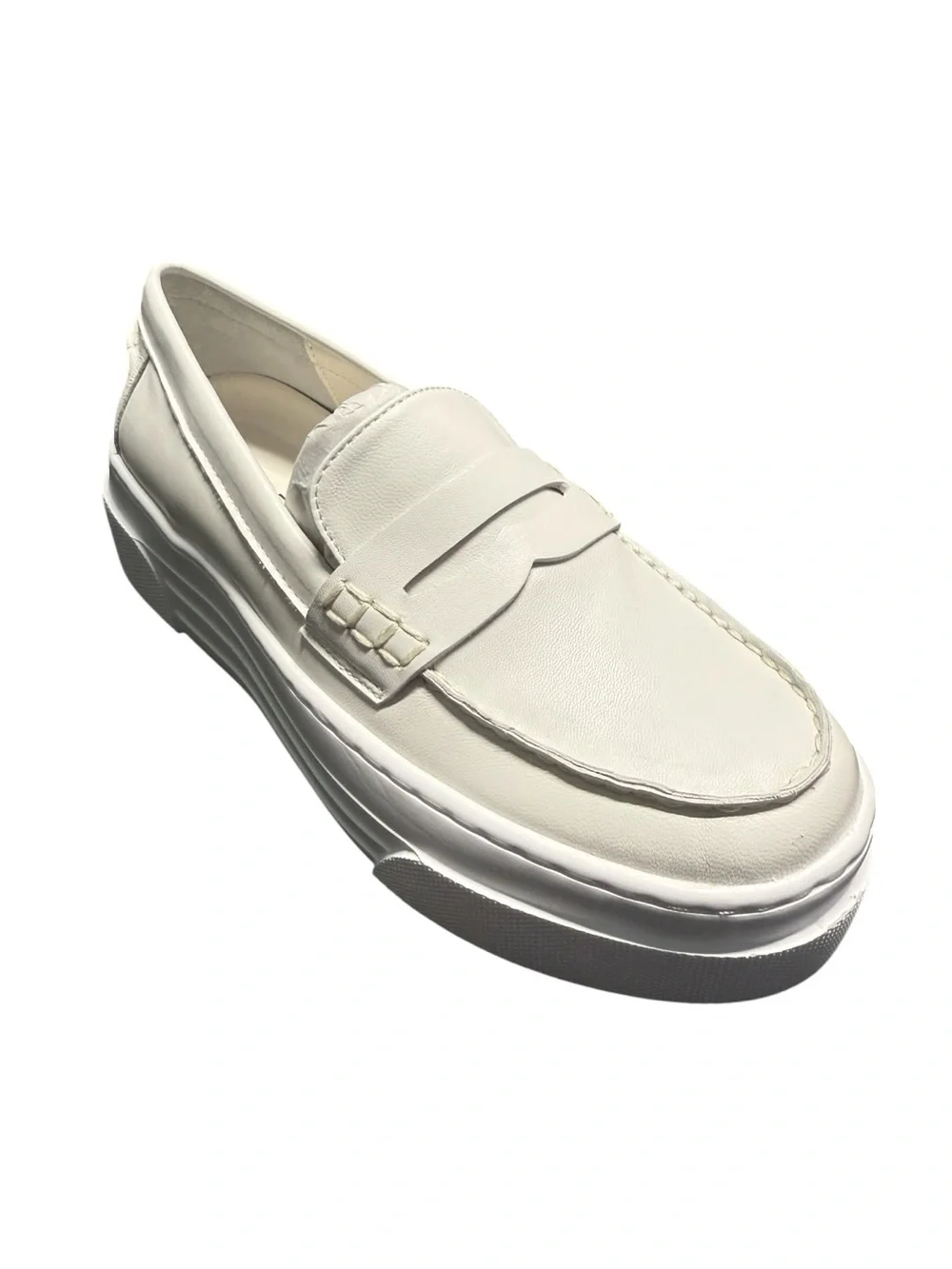 NWOT J/SLIDES Ava Sneaker White Leather Platform Loafer Size 7.5